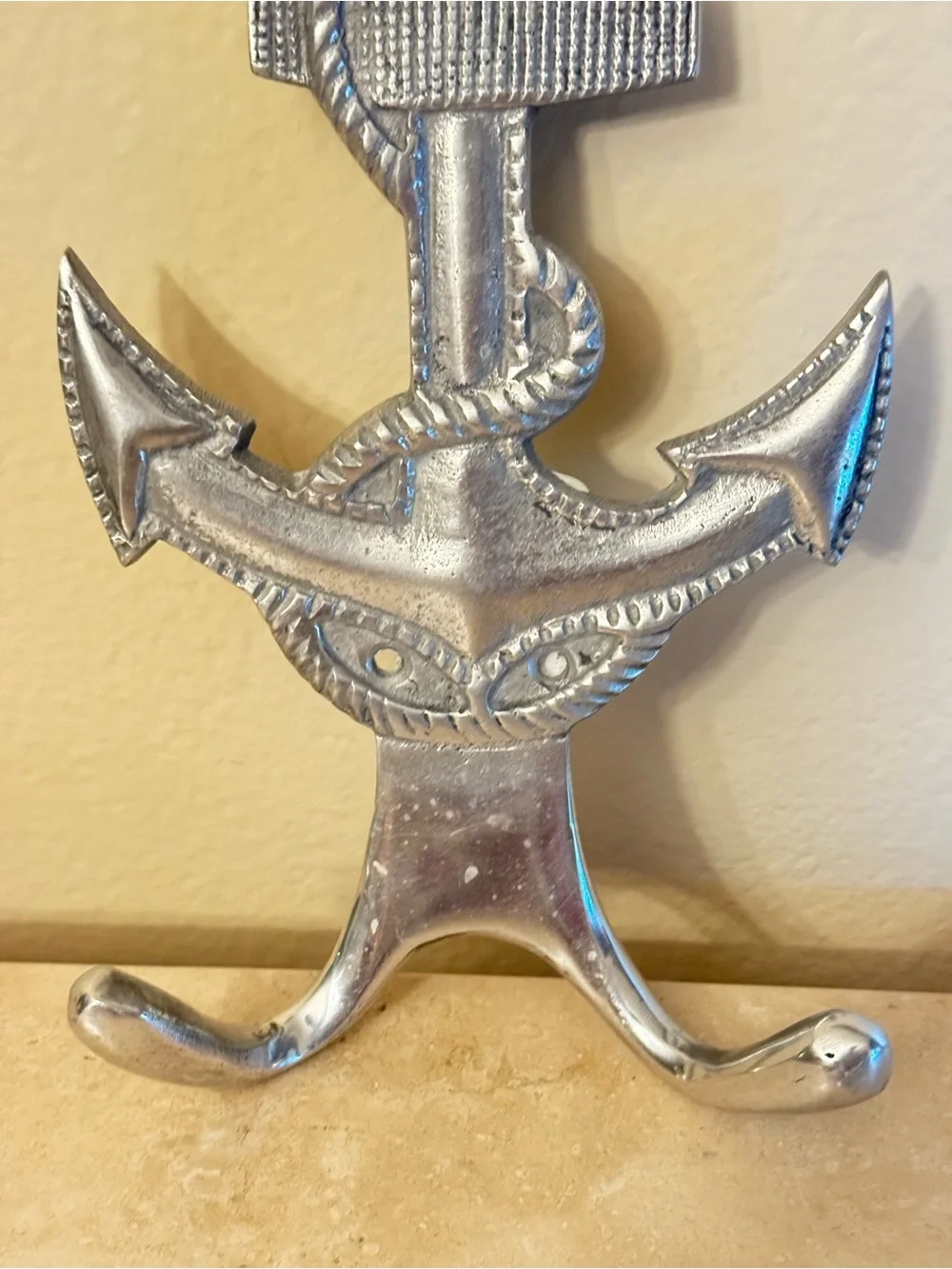 Vintage Cast Metal Nautical Anchor Double Hooks for Coats or Towels